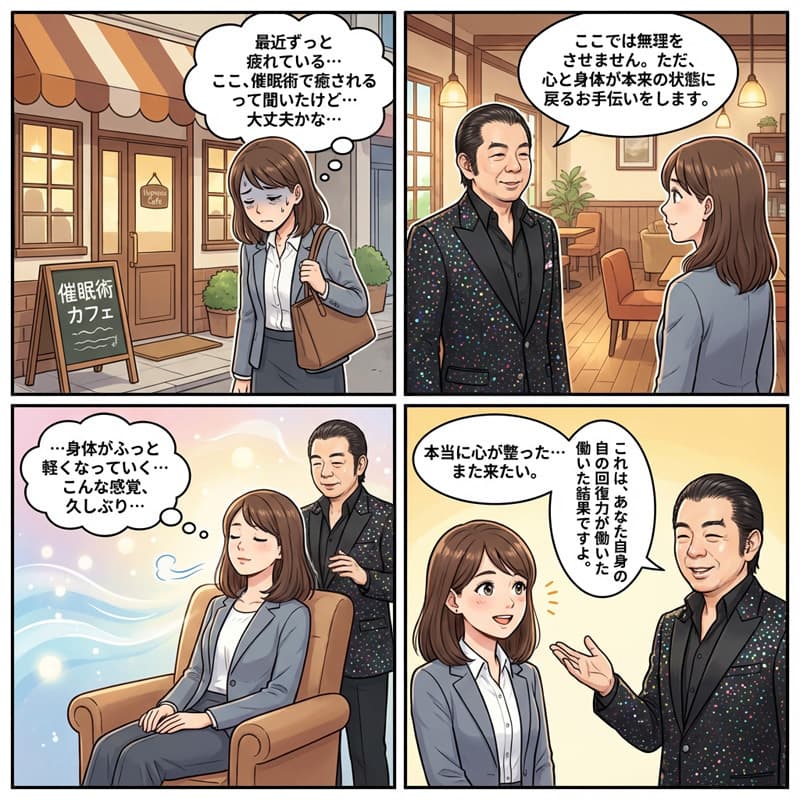 催眠術カフェで得られる癒しパワーの画像